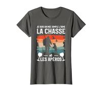 Je suis Un Mec Simple J'aime La Chasse Et Les Apéro Chasseur T-Shirt, Femme, Asphalte, 3XL