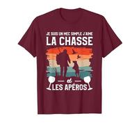 Je suis Un Mec Simple J'aime La Chasse Et Les Apéro Chasseur T-Shirt, Homme, Marron, XL