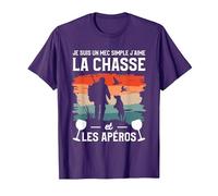 Je suis Un Mec Simple J'aime La Chasse Et Les Apéro Chasseur T-Shirt, Homme, Violet, XL