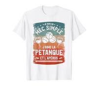 Je suis Un Mec Simple J'aime La Pétanque Et L'Apéros T-Shirt, Homme, Blanc, XXL