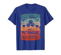 Je suis Un Mec Simple J'aime La Pétanque Et L'Apéros T-Shirt, Homme, Bleu Royal, S