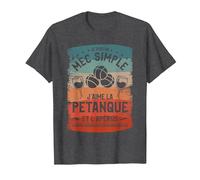 Je suis Un Mec Simple J'aime La Pétanque Et L'Apéros T-Shirt, Homme, Chiné Foncé, 3XL