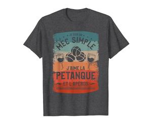 Je suis Un Mec Simple J'aime La Pétanque Et L'Apéros T-Shirt, Homme, Chiné Foncé, 4XL
