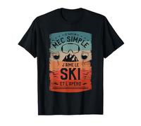 Je Suis Un Mec Simple J'aime Le Ski Et L'Apéro Skieur T-Shirt