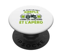Je suis Un Mec Simple J'aime Les Tracteurs Et L'Apéro PopSockets PopGrip Adhésif