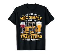 Je suis Un Mec Simple J'aime Les Tracteurs Et L'Apéro T-Shirt