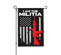 Je Suis Un Membre De La Milice, Fier Défenseur Du Deuxième Amendement Et Américain Pro-Pro. Drapeau De Cour Avec Œillets Bannière Suspendre Drapeaux De Jardin Pour Fêtes Intérieure 30X45cm
