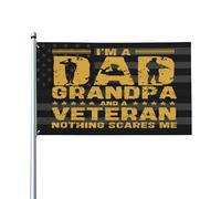 Je suis un papa grand-père et un vétéran Rien ne me fait peur Drapeau 3 x 5 pieds pour porche extérieur intérieur arrière-cour pelouse décoration suspendue drapeau de cour bannière signe