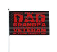 Je suis un papa grand-père et un vétéran Rien ne me fait peur Drapeau 3 x 5 pieds pour porche extérieur intérieur arrière-cour pelouse décoration suspendue drapeau de cour bannière signe