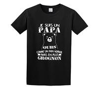 Je suis Un Papa Ours Plus Grognon comme Normal mais Graphic Tee Unisex 100% Cotton Short-Sleeve T-Shirts Black L