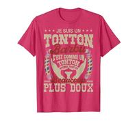 Je suis Un Tonton Barbu C'est Un Tonton Normal Plus Doux T-Shirt, Homme, Rouge Chiné, XL