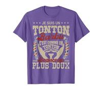 Je suis Un Tonton Barbu C'est Un Tonton Normal Plus Doux T-Shirt, Homme, Violet Chiné, 3XL