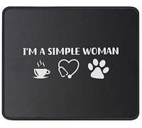 Je suis Une Femme Simple, Infirmière, Café, Chiens, Drôle Tapis De Souris Gaming Petit Mousepad Bords Cousus Mouse Pad pour Voyage Maison Bureau 25X30Cm