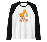 Je suis Une Grande sœur avec des Dinosaures Orange Manche Raglan