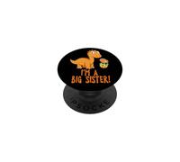 Je suis Une Grande sœur avec des Dinosaures Orange PopSockets PopGrip Adhésif