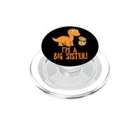 Je suis Une Grande sœur avec des Dinosaures Orange PopSockets PopGrip pour MagSafe