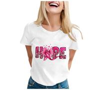 Je suis Une Guerriere Cancer du Sein Cadeau Octobre Rose T-Shirt T - Shirt À Manches Courtes Casual Breast Cancer Print pour Femme