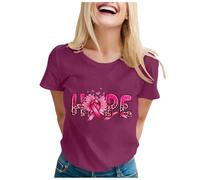 Je suis Une Guerriere Cancer du Sein Cadeau Octobre Rose T-Shirt T - Shirt À Manches Courtes Casual Breast Cancer Print pour Femme