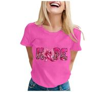Je suis Une Guerriere Cancer du Sein Cadeau Octobre Rose T-Shirt T - Shirt À Manches Courtes Casual Breast Cancer Print pour Femme