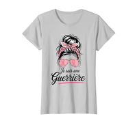 Je suis Une Guerrière Octobre Rose T-Shirt, Femme, Argent, XXL