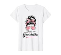 Je suis Une Guerrière Octobre Rose T-Shirt, Femme, Blanc, L