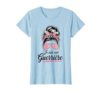Je suis Une Guerrière Octobre Rose T-Shirt, Femme, Bleu Céleste, XXL
