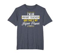 Je suis Une institutrice Maternelle et C'est l'anniversaire de Noël de Mon Super Pouvoir T-Shirt, Homme Grandes Tailles, Bleu Chiné, 3X Tall