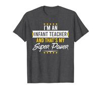 Je suis Une institutrice Maternelle et C'est l'anniversaire de Noël de Mon Super Pouvoir T-Shirt, Homme, Chiné Foncé, 5XL
