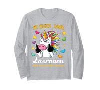 Je suis Une Licornasse 50% Licornasse 50% Licorne 50% Connasse Humour Drôle Manche Longue, Unisexe pour Adultes, Gris Chiné, XL