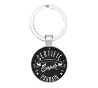 Je Suis Une Super Braun Porte-clés Cabochon en Verre Motif Parrain Super Braun Porte-Clés en Métal Bijoux, 25 mm, Verre