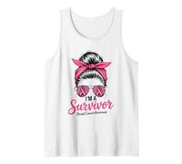 Je suis une survivante de la sensibilisation au cancer du sein Messy Bun Warrior Débardeur