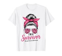 Je suis une survivante de la sensibilisation au cancer du sein Messy Bun Warrior T-Shirt