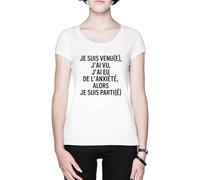 Je suis Venu(E) J’AI Vu J’AI EU De L’anxiété Blanc Femme T-Shirt White Women's Tee