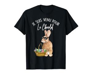 Je suis venu pour le chocolat humour pâques lièvre lunettes T-Shirt