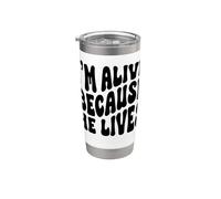 Je suis vivant parce qu'il vit Christian Happy Resurrection Gobelet isotherme en acier inoxydable double paroi