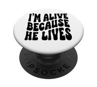 Je suis Vivant Parce qu'il VIT Christian Happy Resurrection PopSockets PopGrip Adhésif