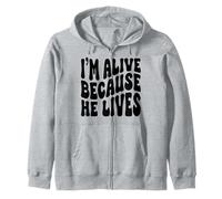 Je suis Vivant Parce qu'il VIT Christian Happy Resurrection Sweat à Capuche