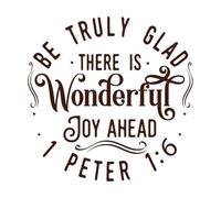 Je suis vraiment heureux qu'une merveilleuse joie nous attend. Versets bibliques de Pierre Stickers muraux en vinyle 67.2x67.4cm Plusieurs tailles disponibles Café