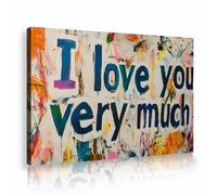 Je t’aime beaucoup Toile Art mural coloré style graffiti inspirant citation œuvres d’art impressions pour salon chambre bureau décor 50x75cm Cadre intérieur