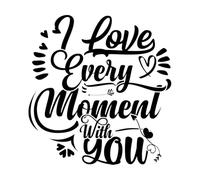 je t'aime à chaque instant avec toi design Stickers muraux 42x44.1cm Peinture murale artistique Noir
