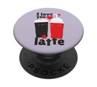Je t'aime Beaucoup, Un café au Lait, Un Jeu de Mots pour la Saint-Valentin PopSockets PopGrip Adhésif