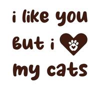 je t'aime bien mais j'aime mes chats Stickers muraux 67.2x71cm Personnalisation Café