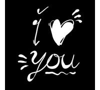 Je t'aime, citations griffonnées avec un style de dessin animé dessiné à la main Stickers muraux 54.6x63.8cm Décoration artistique Blanc