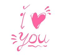 Je t'aime, citations griffonnées avec un style de dessin animé dessiné à la main Stickers muraux 67.2x78.6cm N'abîme pas le mur Rose