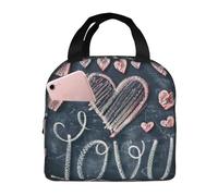 Je T'Aime - Impression Avec Des Cœurs Sacs Dejeuner Réutilisable Sac Repas Léger Sac Déjeuner Pour Adulte Pique-Nique Travail 22X20X13Cm