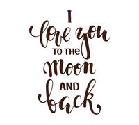 je t'aime jusqu'à la lune et le dos dessiné à la main Stickers gravés 40x51.7cm Fourni avec un kit de film de transfert Café