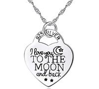 Je t'aime jusqu'à la Lune et le Retour Love Collier en Forme de Coeur Lettre Pendentif avec Chaîne Cadeau Don