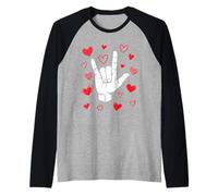 Je t'aime, langage des Signes, Saint-Valentin, ASL Hearts Manche Raglan