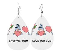 Je T'Aime Maman Gnomes Mignons Boucle D'Oreille Tendance Pendantes En Cuir Double Face Boucles D'Oreilles Pour Fête Des Mères Décorations Femme