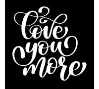 Je t'aime plus avec un signe et une citation d'amour positive dessinée à la main Stickers muraux 54.6x54.7cm Modification et ajout d'informations possibles Blanc